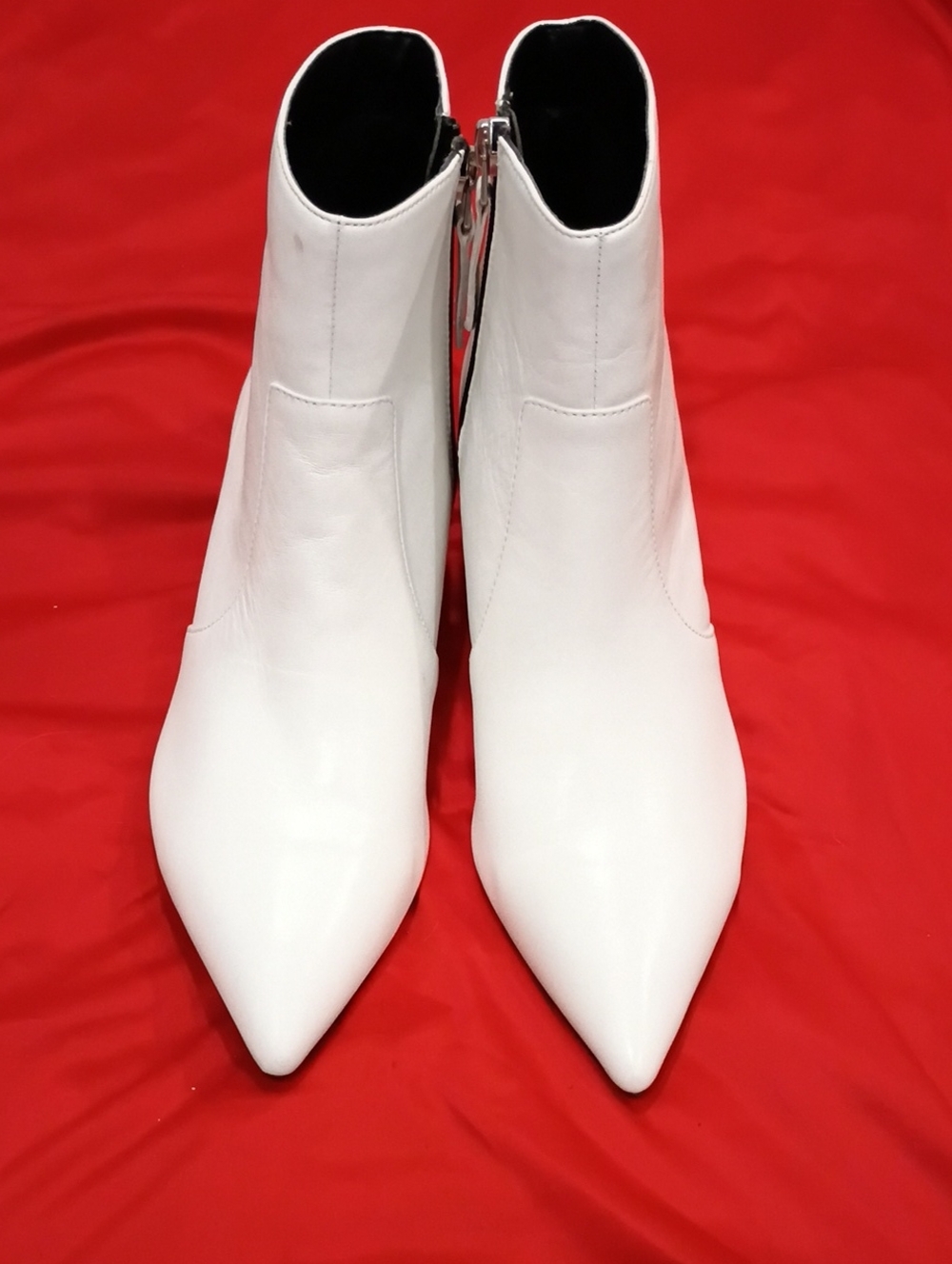 Topshop White Pointed Toe Ankle Booties with Side Zip